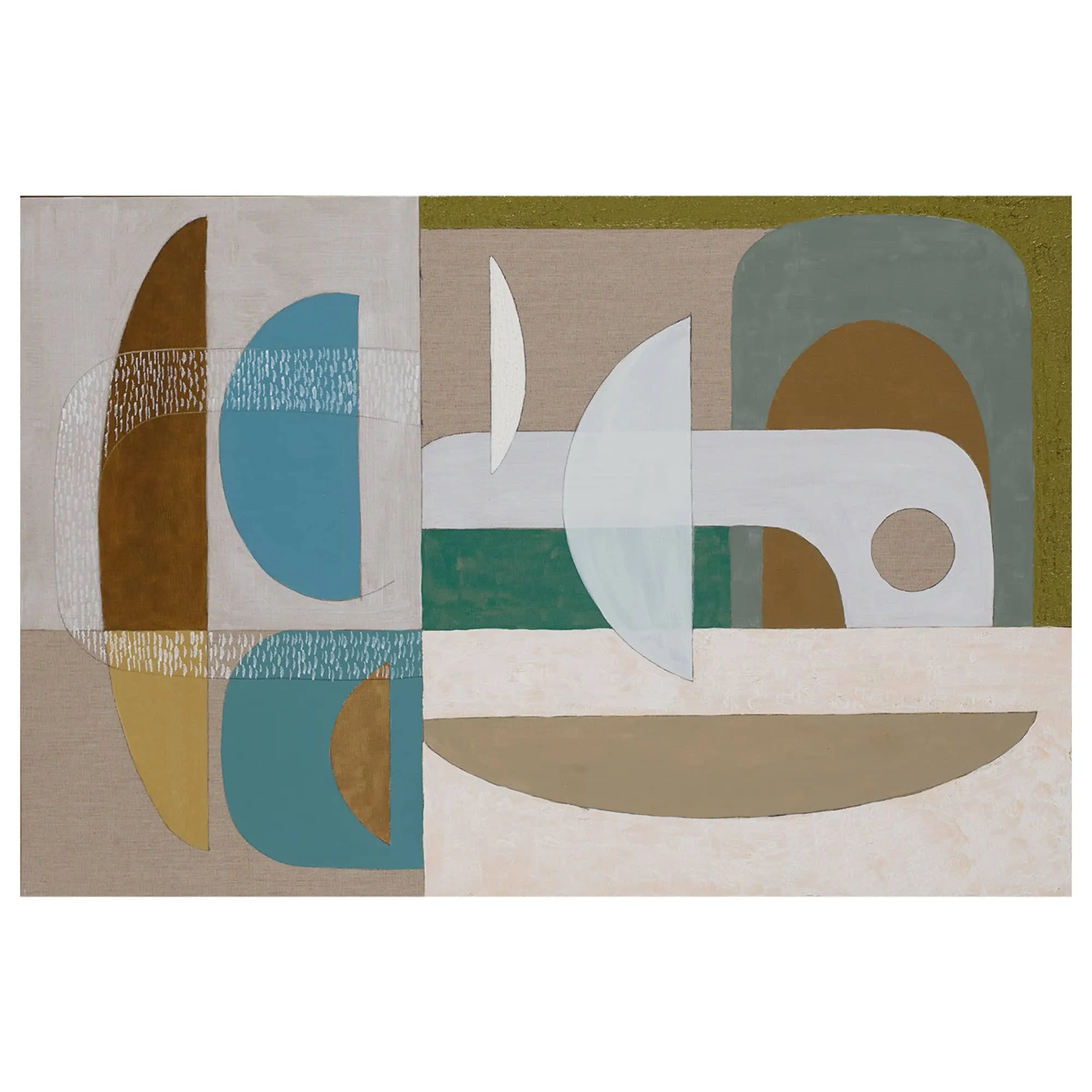 Stucco Glaucous Canvas Print 150cm x 100cm Oak Frame