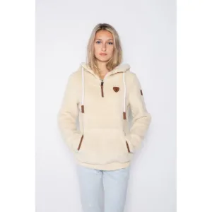 Taylor Sherpa Oatmeal Half-Zip Hoodie - Size Medium