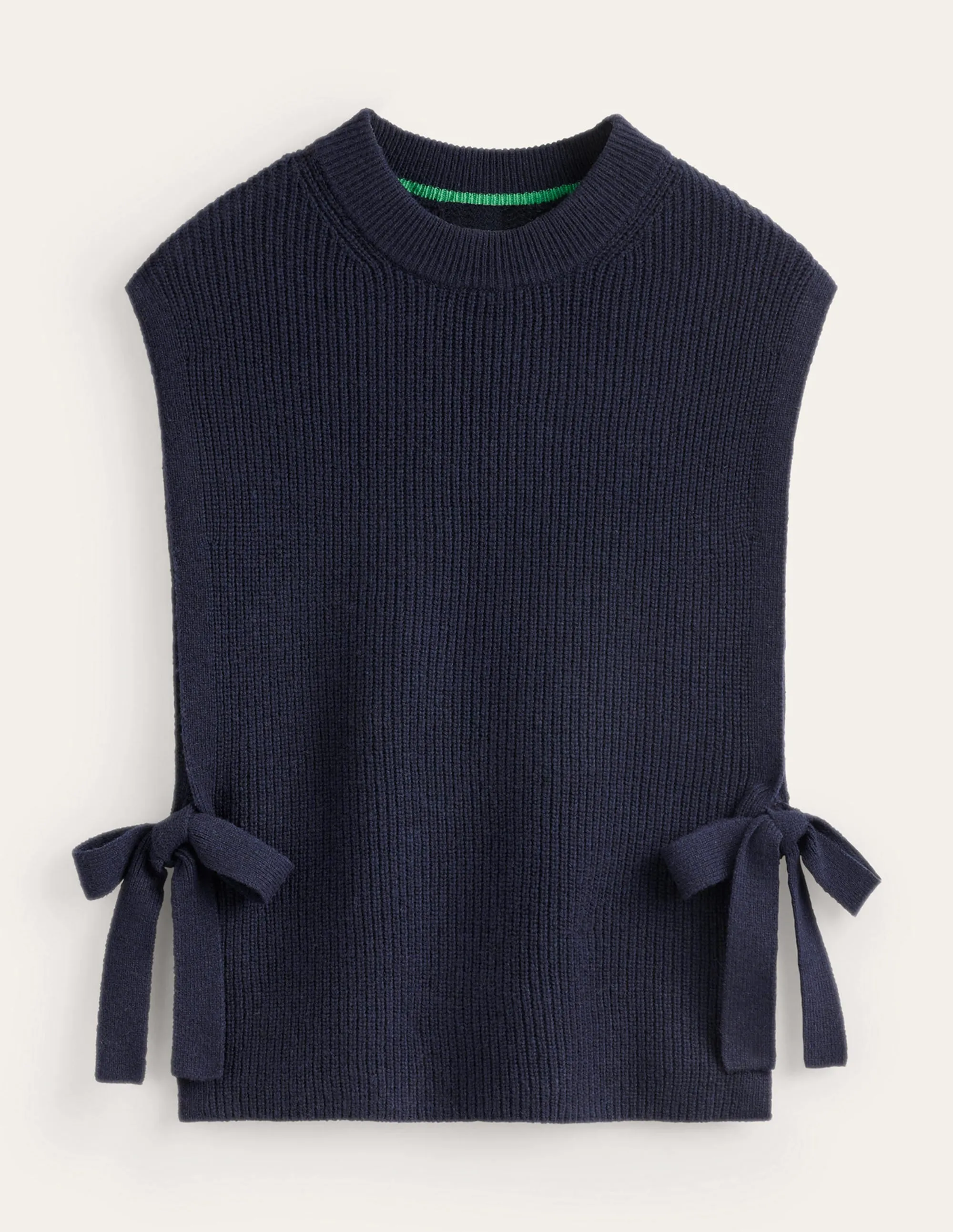 Tie-Side Knitted Tabard-Navy