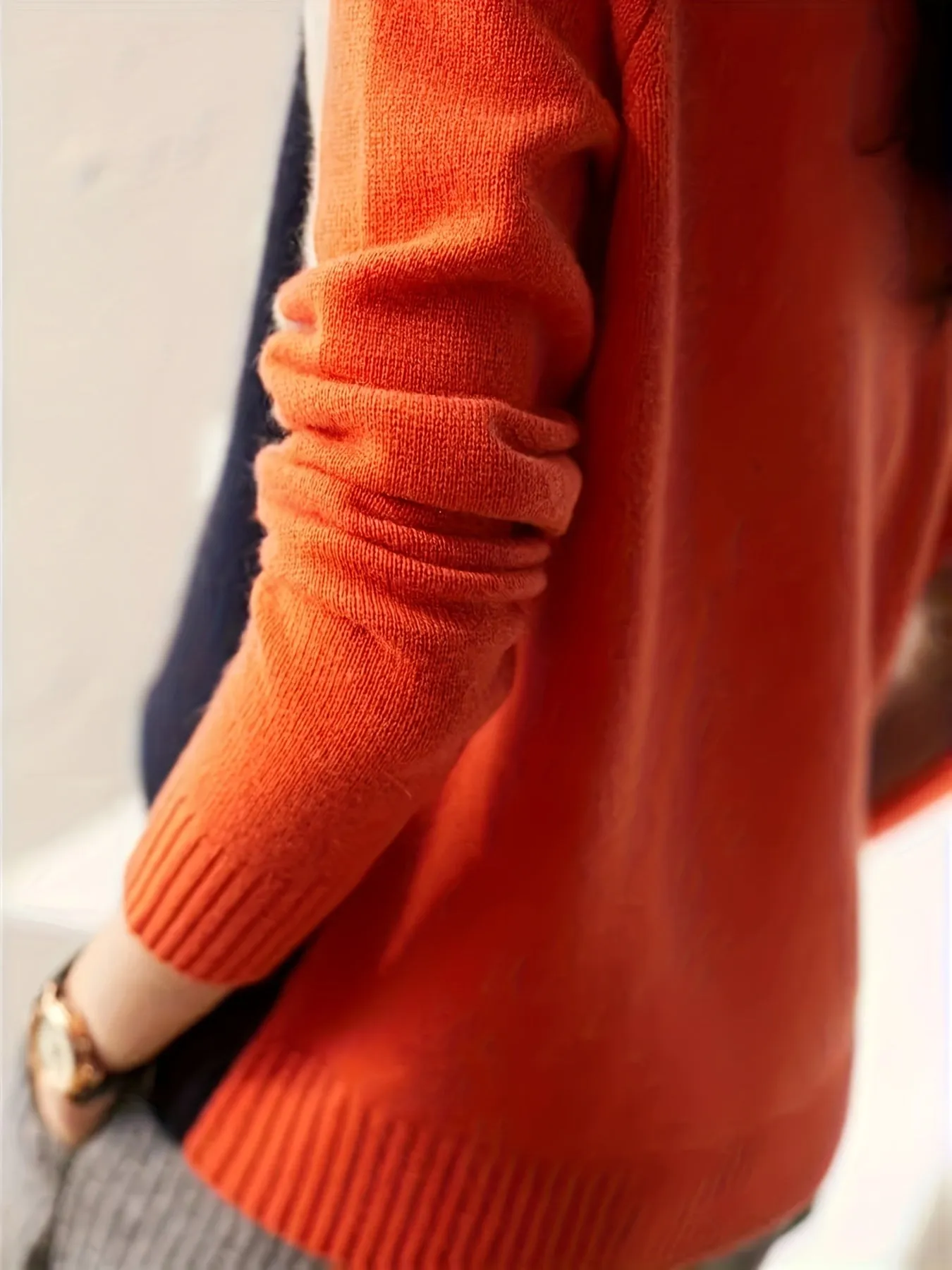 Vibrant Color Block Knit Pullover Sweater - Soft, Medium Stretch, Crew Neck, Long Sleeve, Viscose Blend Top for All Seasons, Casual Wear, Everyday Comfort