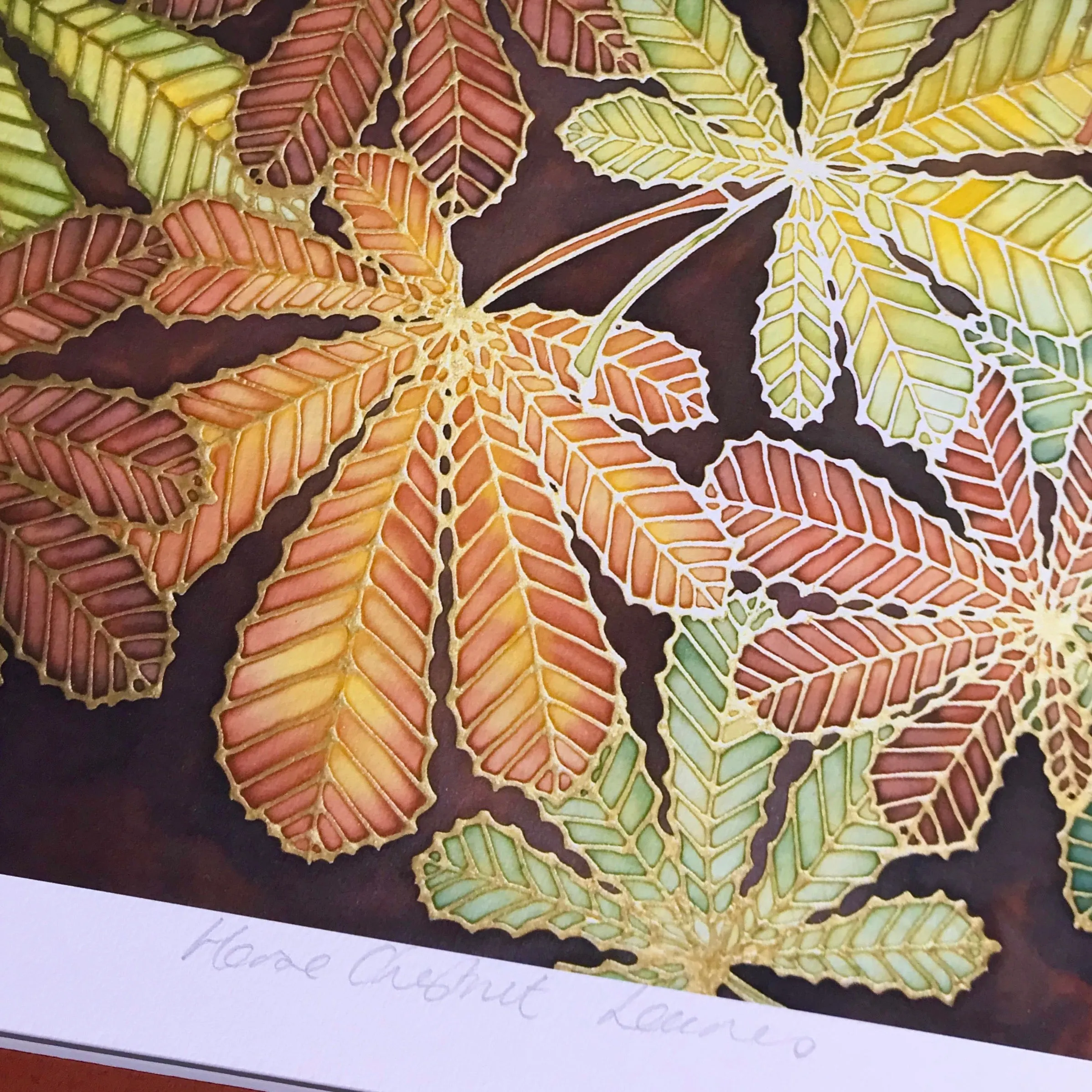 Warm Autumnal Horsechestnut Leaves Art Print - Autumn Leaves Living Room Art