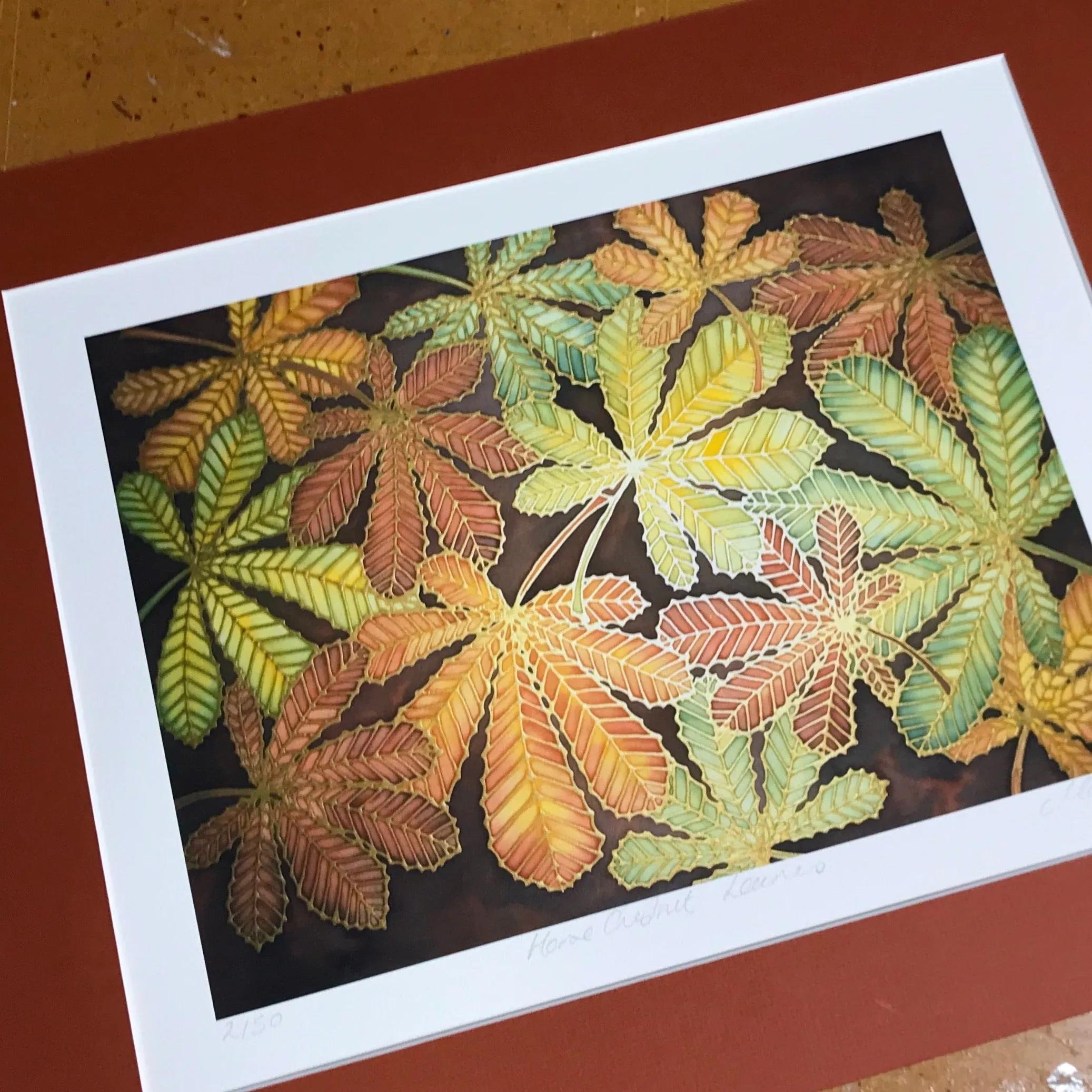 Warm Autumnal Horsechestnut Leaves Art Print - Autumn Leaves Living Room Art