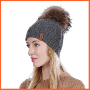 Winter Hats For Women | Pom Poms Real Mink Fur Wool Knitted Hat | Beanie New Thick Keep Warm Fashion Branded Hats