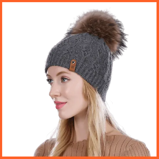 Winter Hats For Women | Pom Poms Real Mink Fur Wool Knitted Hat | Beanie New Thick Keep Warm Fashion Branded Hats