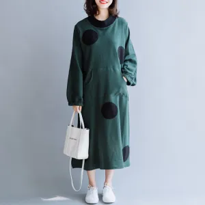 Women's Casual High Neck Polka Dot Dress